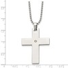 Black Bow Jewelry Stainless Steel and Single Diamond Accent Cross Necklace - 22 Inch - 4 of 4