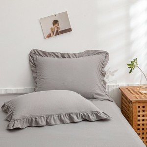 Reversible Pillow Cover – Soft Shabby Chic Ruffled Pillowcases, Wrinkle Resistant, Envelope Closure, Queen/King/Body - 1 of 4