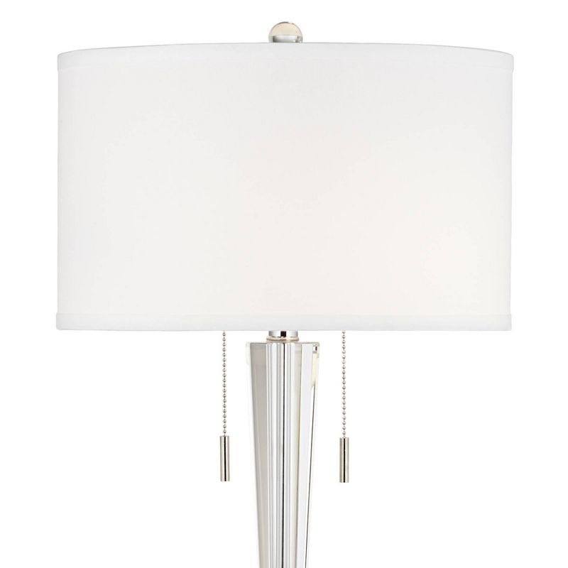 Vienna Full Spectrum Renee Modern Table Lamp with Square White Riser 30 1/2" Tall Clear Crystal Glass Drum Shade for Bedroom Living Room Nightstand, 3 of 8