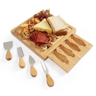 MOVSSOU Cheese Board Set with Knife Slide-Out Drawer