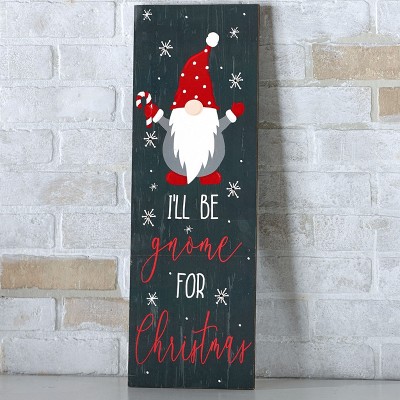 Lakeside Gnome for Christmas Leaning Sign - Holiday Porch, Entryway Décor