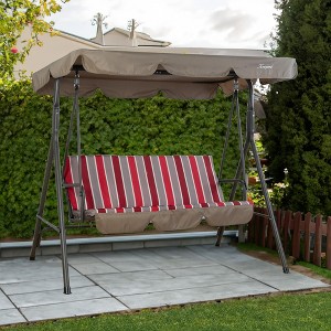 Kozyard Alicia 3-Seats Patio Swing Chair with Cushions, Durable Steel Frame, Adjustable Canopy, and Removable Cushions - 1 of 4