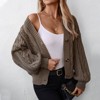Womens Sweater Cardigan Long Sleeve Open Front Button Down Casual Fall Coat Dressy Short Cardigans Brown M - 2 of 4