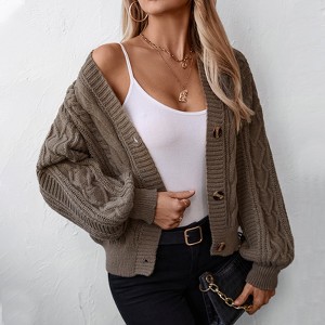 Women's Vintage Cardigan Sweater Casual Loose Fit Button Down Knit Open Front Long Sleeve Outwear - 1 of 4