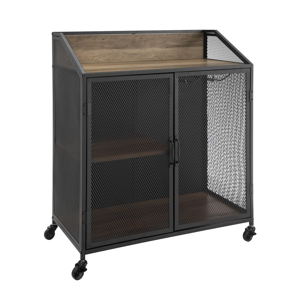 33 Industrial Bar Cabinet With Mesh  - Saracina Home