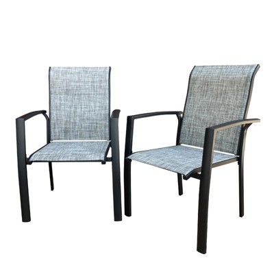 DSVIMOY 2pcs Garden Patio Chairs, All Weather Outdoor Dining Chairs for Garden, Poolsides, Black, 22.1"*25.2"*36"