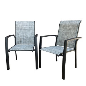 DSVIMOY 2pcs Garden Patio Chairs, All Weather Outdoor Dining Chairs for Garden, Poolsides, Black, 22.1"*25.2"*36" - 1 of 4
