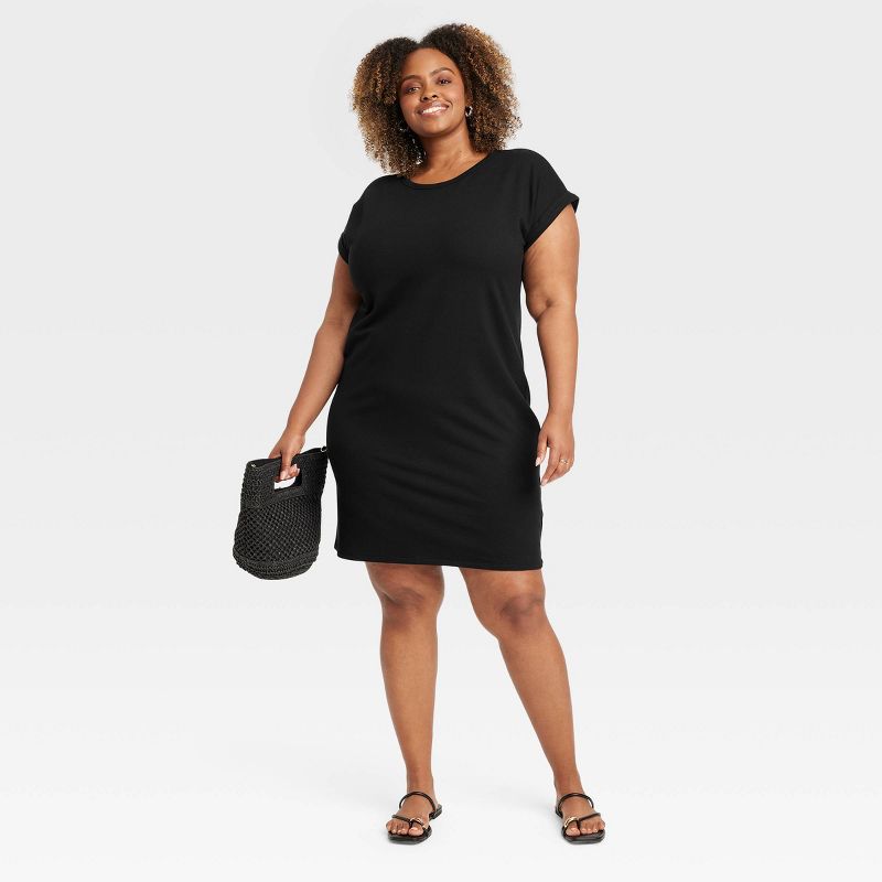 Women's Short Sleeve Knit Mini T-Shirt Dress - Ava & Viv™, 3 of 4