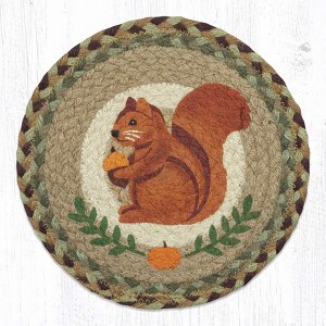Earth Rugs Nature-Inspired Table Accent – 10" Squirrel Art on Natural Jute - 1 of 3
