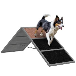 PawHut Dog Agility Equipment, Dog Playground Equipment with Non-slip Surface, A-frame, Agility Ramp for All Breeds, for Backyard, Park, Gray - 1 of 4