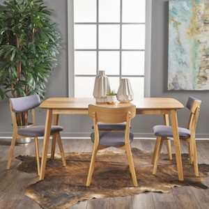 Christopher Knight Home Alma Mid Century Modern Fabric Upholstered Wood 5 Piece Dining Set - 1 of 4