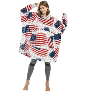 Catalonia Woman Casual Blanket Hoodie Oversized Sweatshirt, Comfy Soft Clothes Fleece Pullover Longe Sleeve, One Size Fits All, Gift for Woman Wife - 1 of 4