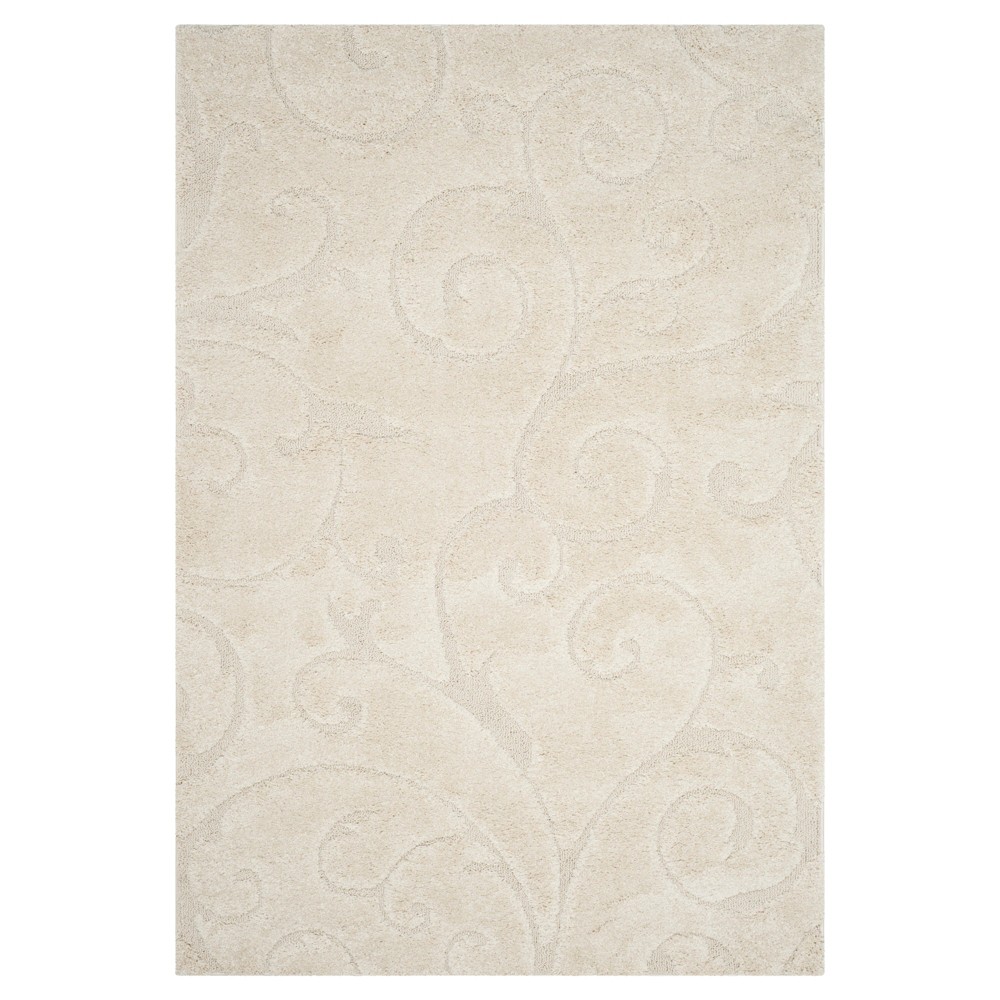 5'3inx7'6in Abstract Shag/Flokati Loomed Area Rug Cream - Safavieh