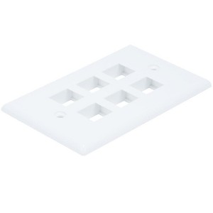 Monoprice 6-Hole 1-Gang Keystone Wall Plate - White - 1 of 4