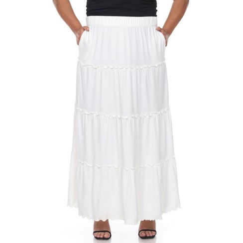 Plus Size Tiered Maxi Skirt White 1x - White Mark : Target
