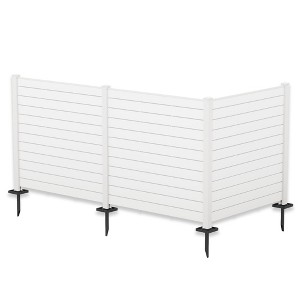 Kozyard 50" W x 48" H Outdoor Privacy Screens Aluminum Post Framed Flat Fence Panels Kit for AC Trash Can Storage - 1 of 4