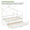 Infans Twin House Bed with Trundle with Roof and Fence Rails Wooden Platform Bed Frame - 2 of 4
