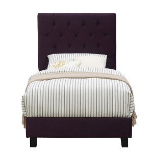 Faye Twin Upholster Bed with Ottoman Set Dark Purple - Picket House Furnishings