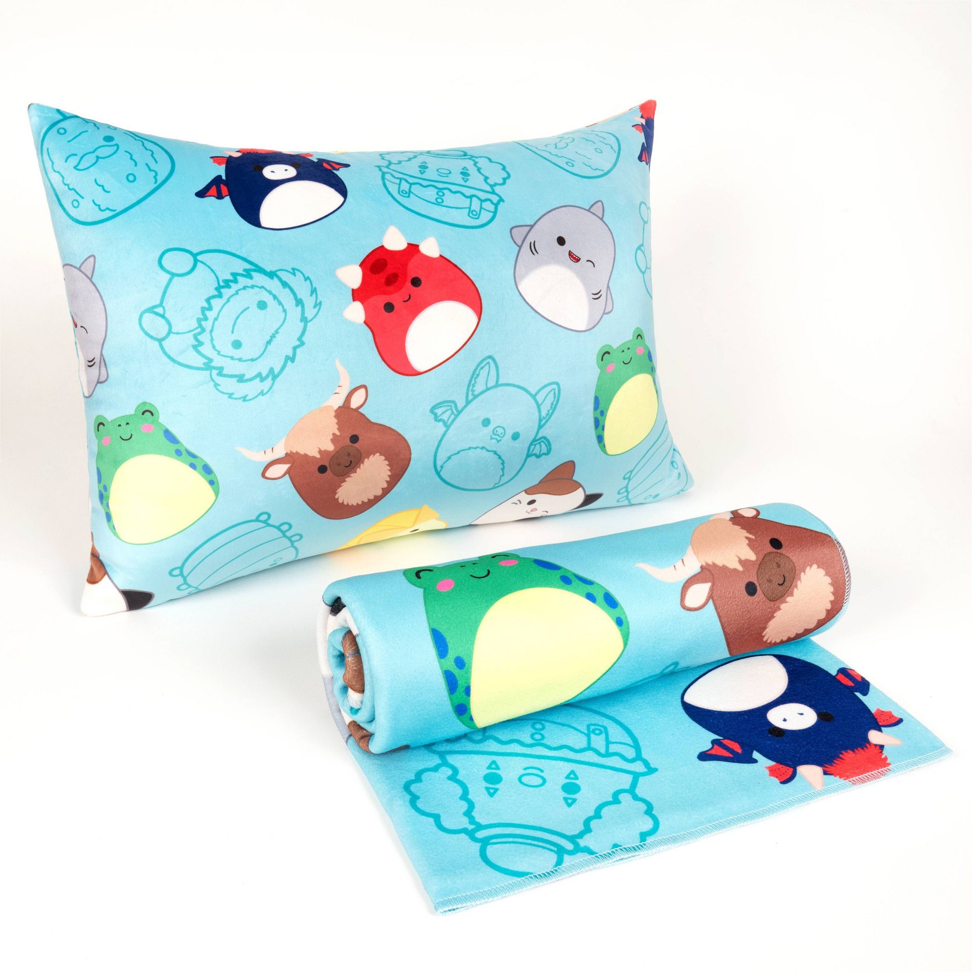 SquishPillow Kids' Pillow Throw Gift Set Restie Besties Teal