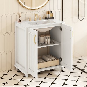 YOOCOZZ 30" Freestanding Bathroom Vanity with Ceramic Sink,Hidden Drawer and Storage Cabinet - 1 of 4