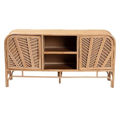 Carabella Natural Rattan Bohemian 2-Door Storage Cabinet
