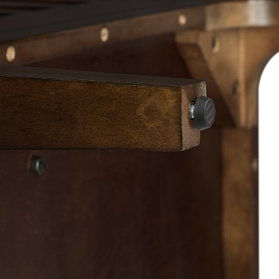Sleek Dark Brown Slatted Media Console with Record Storage