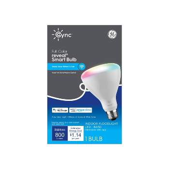 GE CYNC Reveal Smart Indoor Floodlight Bulb, Full Color, Bluetooth and Wi-Fi Enabled