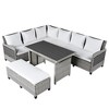 YOOCOZZ 5-Piece L-Shaped Patio Rattan Sofa Set - Extendable Tables & Washable Covers - 4 of 4