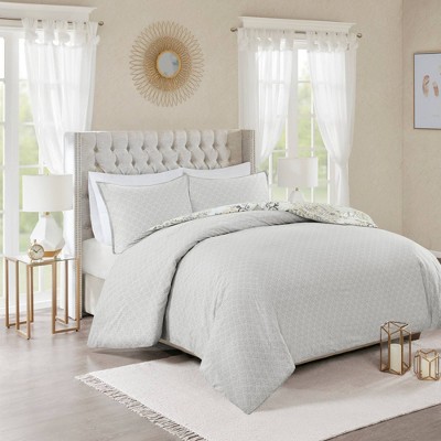 King/Cal King Yellow Cotton Floral Reversible Duvet Set