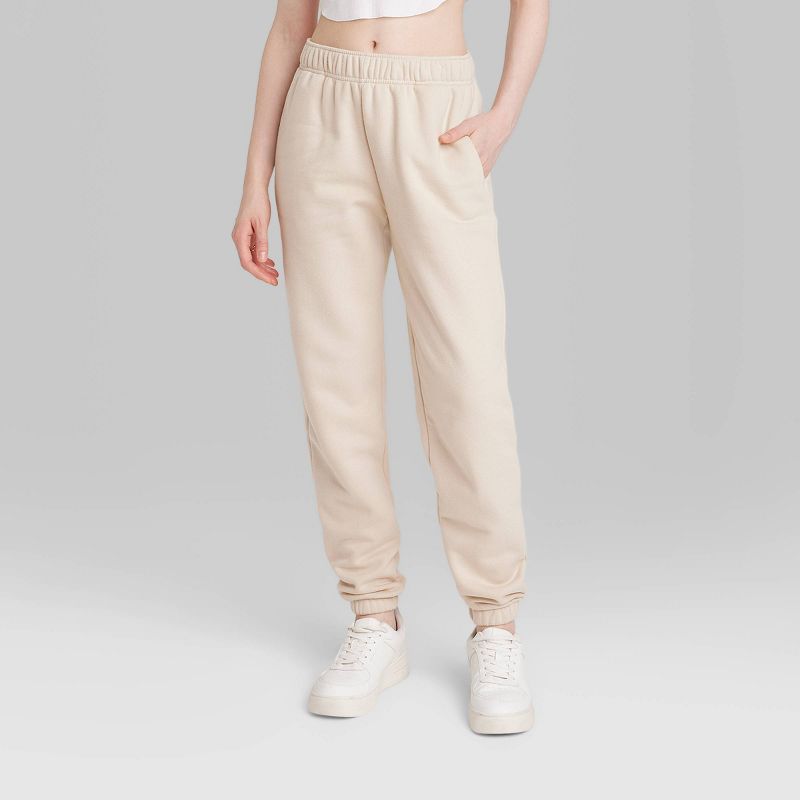 Women's High-Rise Tapered Perfect Sweatpants - Wild Fable™ Oatmeal, 3 of 5