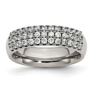 Chisel Titanium Polished Multi-row Cubic Zirconia 7mm Band Ring - 1 of 4