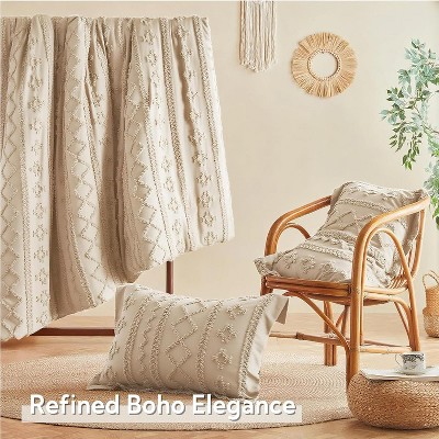 Der Rose BALHAM TRADE-Queen Comforter Set Tufted Boho Farmhouse 7 Piece Bed in a Bag for All Seasons Beige-Queen 88"x88" — фото 6