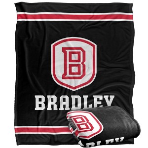 Bradley University Primary Logo Stripes Silky 50x60 Blanket, 1 Sided - 1 of 4