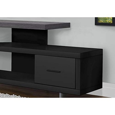 Black and Gray 60-Inch Modern TV Stand with Cabinet