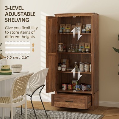 HBEZON 72" Farmhouse Pantry Cabinet with Adjustable Shelves, Kitchen Pantry Cabinet with 2 Doors — фото 5