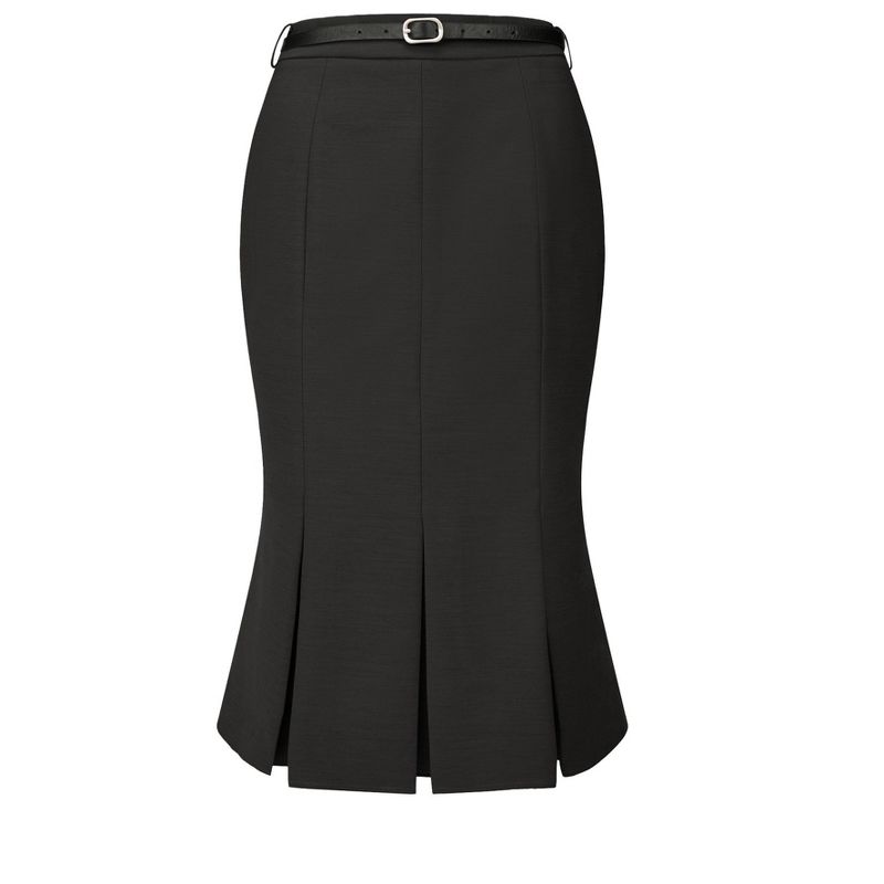 Hobemty Women's Elegant Below Knee Length Fishtail Skirt with Belt, 1 of 6