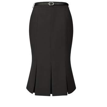 Hobemty Women's Elegant Below Knee Length Fishtail Skirt with Belt