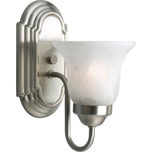 Progress Lighting Builder 1-Light Wall Sconce, Ceramic, Brushed Nickel, Alabaster Glass - 1 of 2