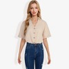 Anna-Kaci Women's Short Sleeve Button Down Shirt with V-Neckline Relaxed Fit - 2 of 4