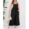 Clearlove Women's Plus Size Loose Jumpsuits One Piece Sleeveless Wide Leg Long Pant Rompers With Pockets - 3 of 4