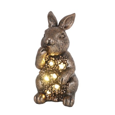 Transpac Light Up Resin Rustic Gold Easter Bunny Decor Home Decorations Spring