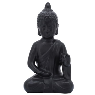 Sagebrook Home 10" Ceramic Buddha Sculpture - Contemporary Black Seated Buddha Statue - Decorative Table Accent For Home, Office, Yoga Studio. Gift