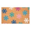 HomeRoots 17" X 29" Brown Blue And White Christmas Snowflake Outdoor Coir Door Mat - 4 of 4