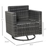 Outdoor Swivel Rocker, PE Wicker Dining Chair, 360 Degree Swivel Patio Glider with Cushions for Backyard, Lawn, Garden, Deck, Porch, Steel Frame - 3 of 4