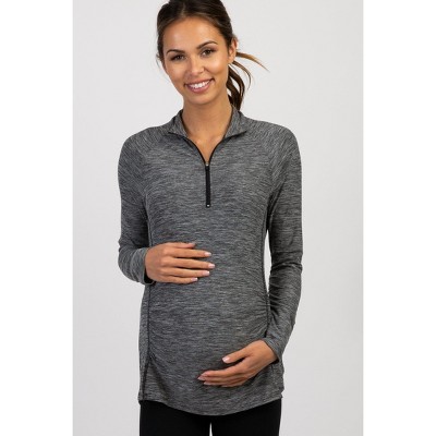 PinkBlush Charcoal Long Sleeve Ruched Maternity Active Top
