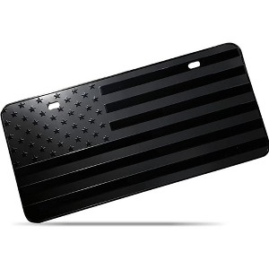 Zone Tech Monochrome USA Flag License Plate - Premium Quality Thick Durable Embossed Novelty American Patriotic Flag - 1 of 4