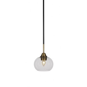 Toltec Lighting Paramount 1 - Light Pendant in  Matte Black/Brass with 7" Clear Bubble Shade - 1 of 1