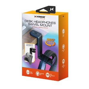 Xtreme 360° Swivel Headphone & Gaming Controller Holder (2-in-1). Universal Desk Clamp Mount for PC Setup, Maximize Space - 1 of 4