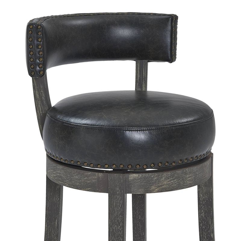 26&#34; Corbin Faux Leather Wood Swivel Counter Height Barstool Gray Onyx - Armen Living, 5 of 10