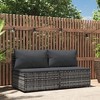 vidaXL Garden Centre Sofas with Cushions Pack of 2 Grey Poly Rattan - 2 of 4